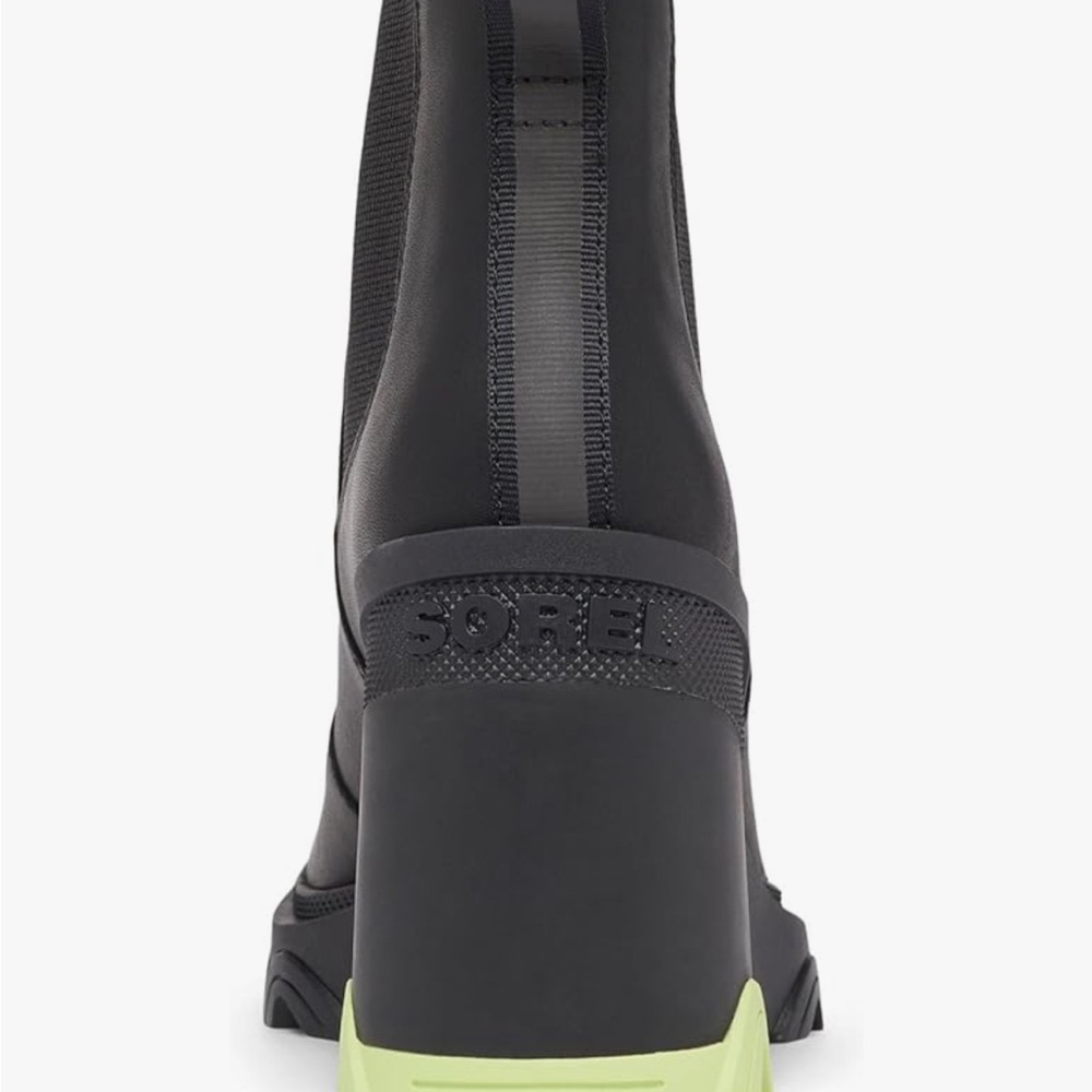 Sorel Black Heeled Boots with Neon Accents - Picture 6 of 6